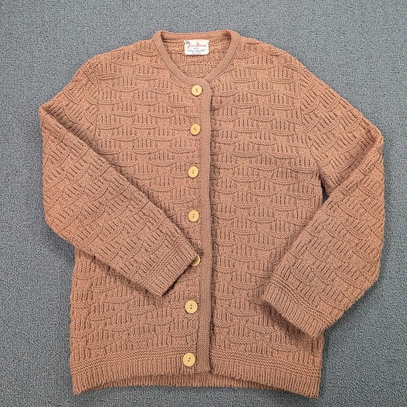 Vintage House of Morrison Pink Textured Knit Cardigan Orlon Sayelle Button Front - Picture 2 of 8